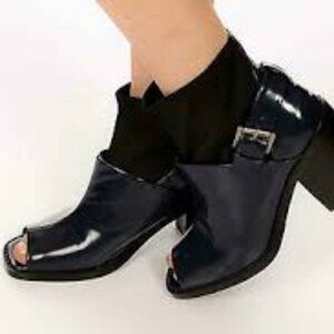 Navy blue patent peeptoe Shellys London Gise booti
